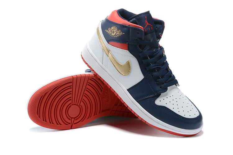 2020 Original Air Jordan 1 Sea Blue White Red Gold - Click Image to Close